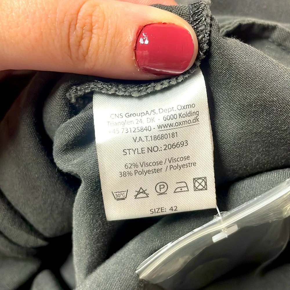 NWT Oxmo Dark Gray Balucci Tie Button Skirt With Picket Sz 42 - Picture 5 of 8